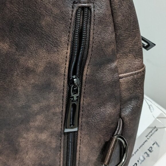 LATMAP Sling Bag For Women Fanny Pack Faux Leather  Backpack Brown NWT - Picture 12 of 14
